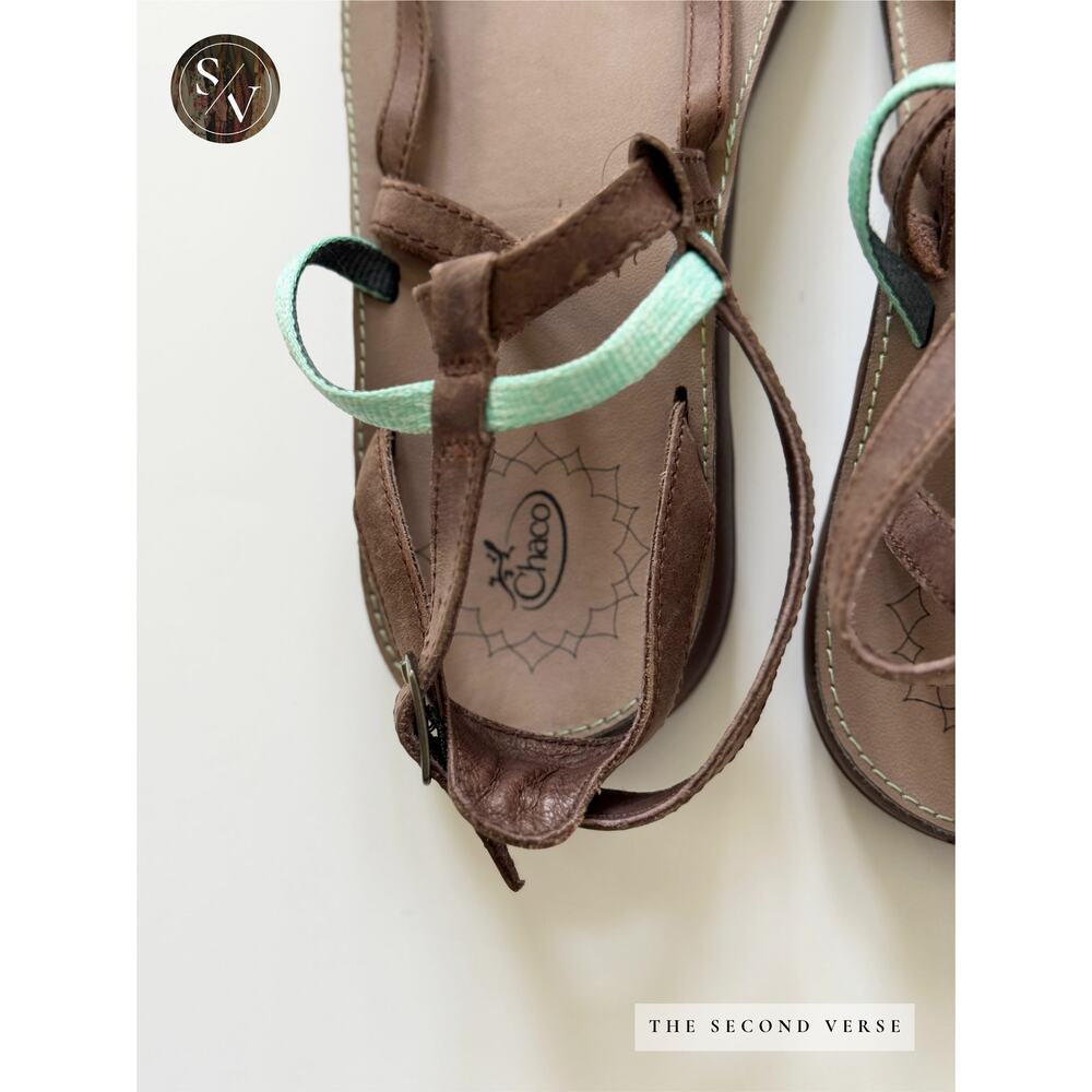 Chaco Womens Leather Loveland Brown Strappy Thong Gorpcore Casual Sandals Size 9 - Picture 3 of 5